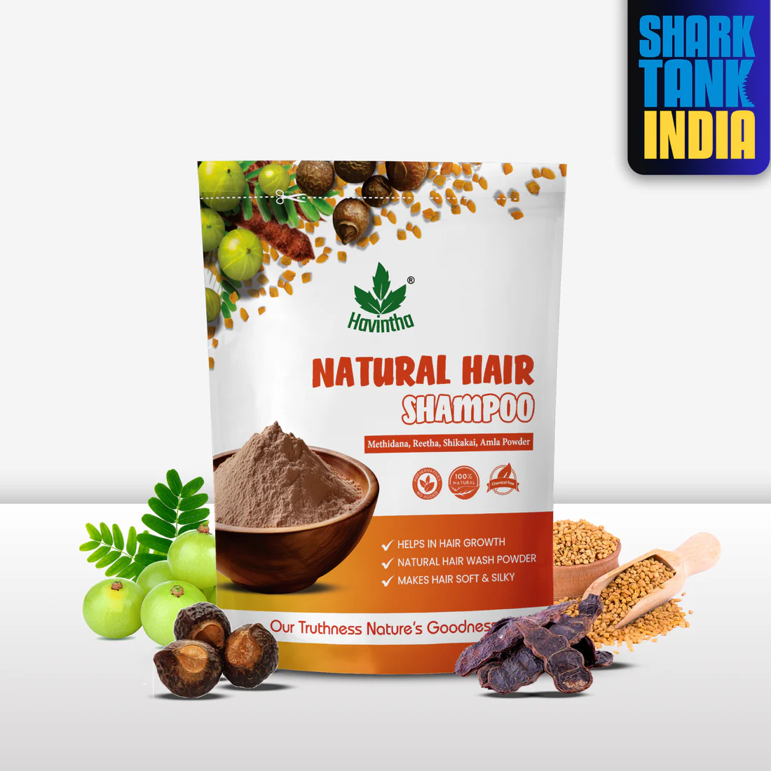 Natural Hair Shampoo with Methi Dana, Amla, Reetha & Shikakai – Fights Hair Fall & Promotes New Hair Growth |Men & Women (227g)