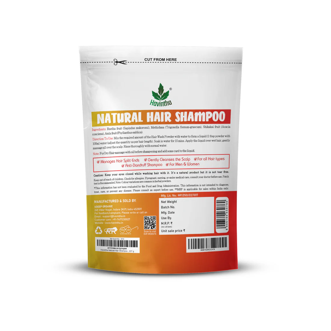Natural Hair Shampoo with Methi Dana, Amla, Reetha & Shikakai – Fights Hair Fall & Promotes New Hair Growth |Men & Women (227g) - Image 4