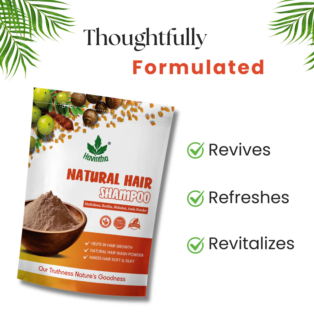 Natural Hair Shampoo with Methi Dana, Amla, Reetha & Shikakai – Fights Hair Fall & Promotes New Hair Growth |Men & Women (227g) - Image 3